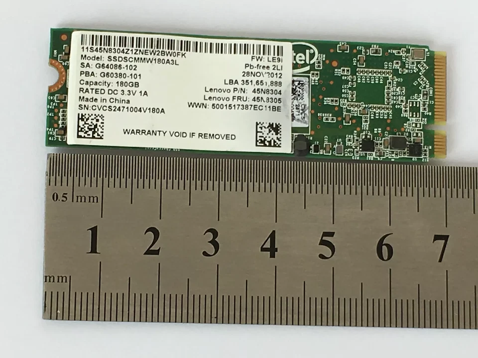 Lenovo X1 Carbon 1st Gen Intel 180GB NVMe M.2 Solid State Drive SSDSCMMW180A3L - Image 3 of 4