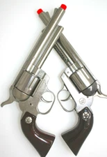 Cap Gun Revolver  Die Cast Pistols PAIR of 2 Made in Spain  12shot