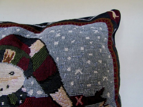 Christmas Holiday Tapestry Throw Pillow Snowman by Jerinley 15" - Picture 4 of 10