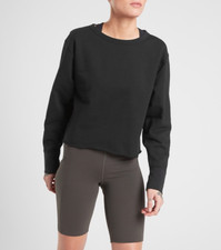 ATHLETA WOMEN'S BLACK LONG SLEEVE RAW EDGE FRENCH TERRY SWEATSHIRT Sz XL