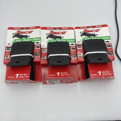 3x Tomcat Rat Snap Trap 1 Rat Size Snap Trap Kills Rats
