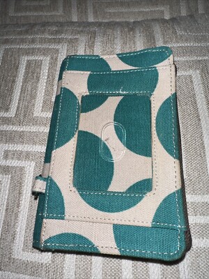 Thirty-one ID Viewer Big Dot Teal Pattern Wristlet Wallet