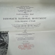 Dinosaur National Monument USGS Topographic Map 1950 Colorado Utah Vintage Park