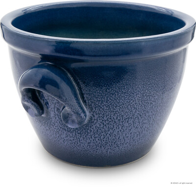 KERAZO Keramik Blumentopf Pflanzkübel Venus m.H. 22x18cm blau-geflammt frostfest