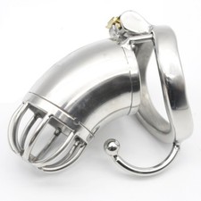 Stainless Steel Male Chastity Device Long Metal Cage for Men Locking Belt C115-1