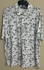 NWT Daniel Cremieux XL lucent white teal short sleeve button up shirt mens 85