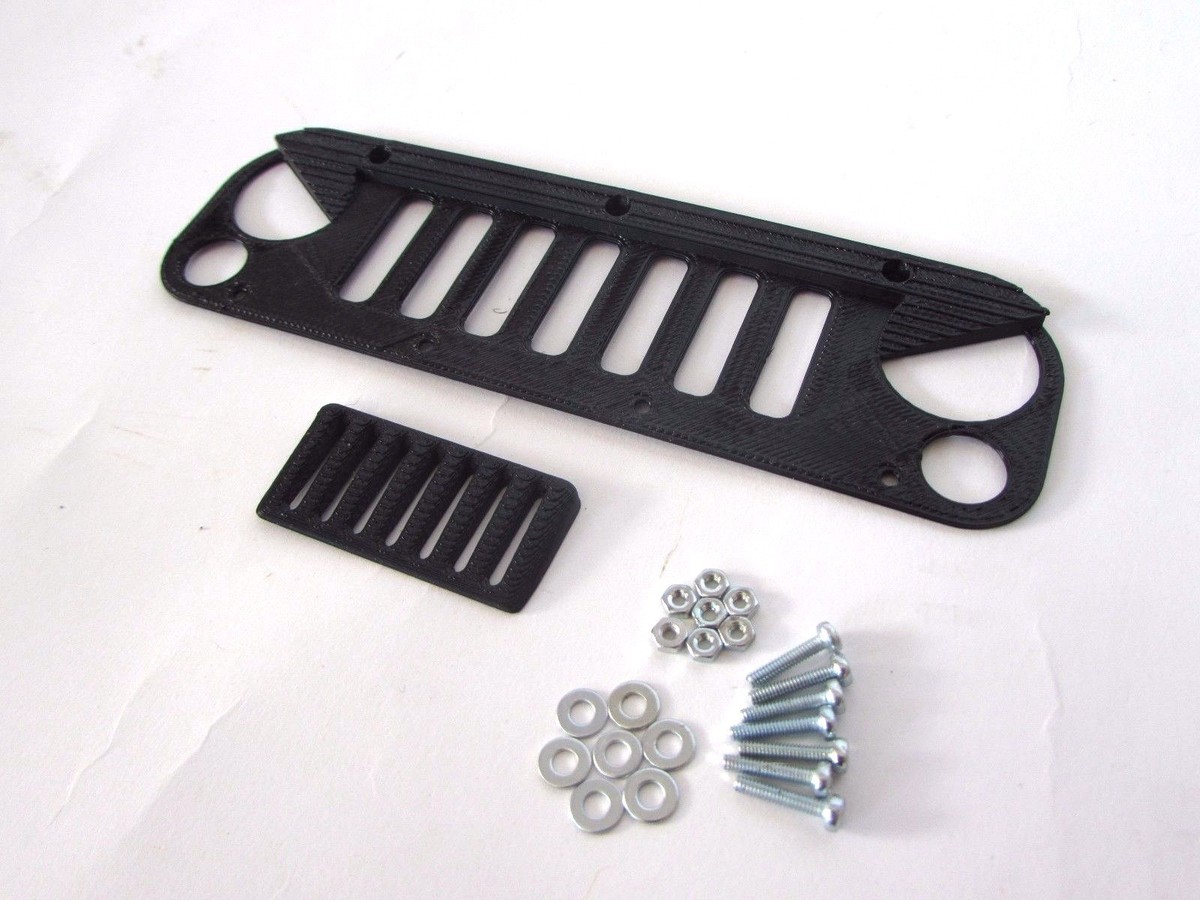 Griglia Anteriore "Angry Eye" Per RC SCX10 Jeep Wrangler - Scala 1/10, Rete Metallica, Nera
