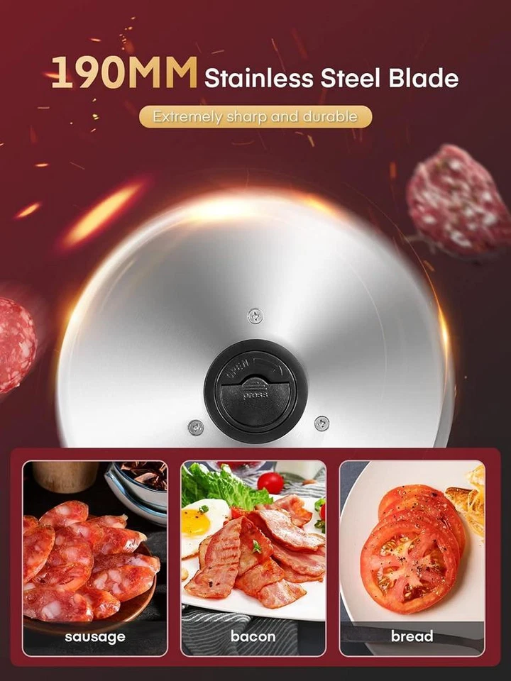 Allesschneider Brotschneidemaschine Schneidemaschine Wurstschneider 200W 0-15mm - Bild 4 von 4