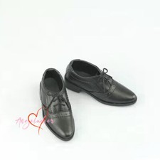 1/4 1/3 Uncle ID75 BJD Doll PU Leather Suit Shoes Lace Up Carving Matte Black