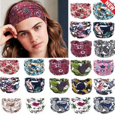 Wide Cotton Stretch Headband Boho Turban Sports Yoga Knotted Multicolor Hairband