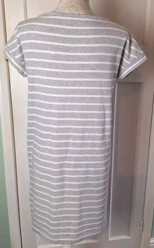 Hobbs Pale Grey Striped Short Sleeve Cotton Jersey Tunic Tshirt - Size 8 - Picture 4 of 4