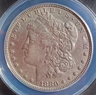 1880 O Morgan Silver Dollar ANACS Graded AU 50 Cleaned.