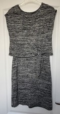 MINT VELVET Grey Sleeveless Jersey Double Layer Tie Front Dress, Size 6, Lined