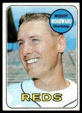 1969 Topps WOODY WOODWARD #142 Cincinnati Reds no creases