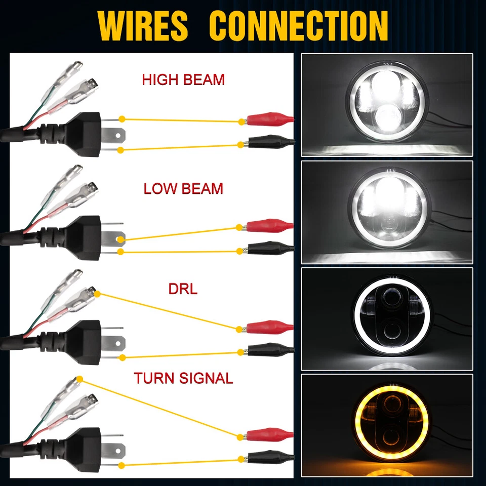 Faros proyectores 4 piezas 5,75" LED HALO DRL aptos para Chevrolet Camaro Caprice Biscayne Foto 4 de 4