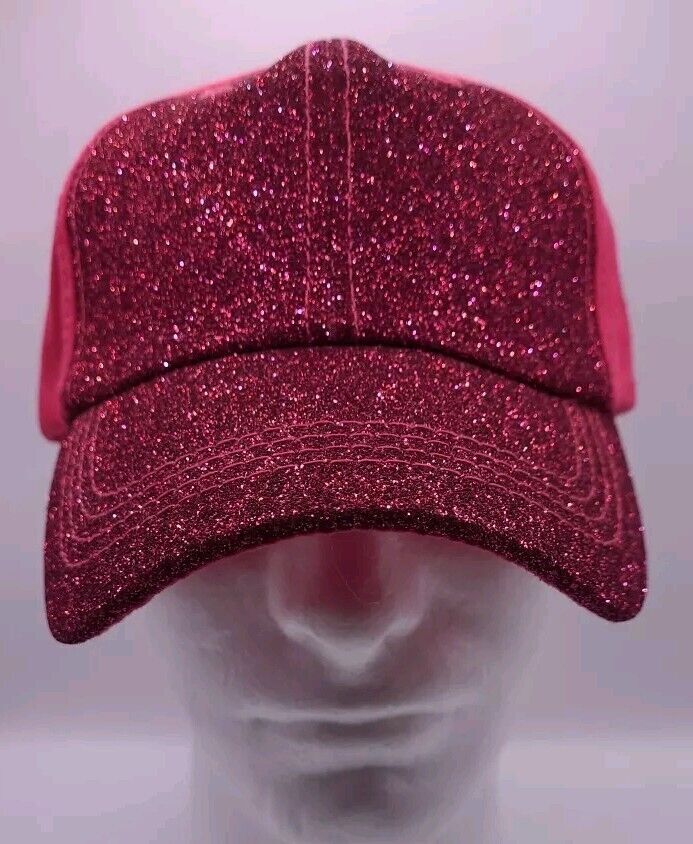 NWOT Ladies KB ETHOS Glitter Pink High Ponytail Strap Back B