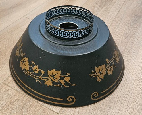 Pantalla de lámpara de metal vintage Bouillotte Tole dorada y negra estilo francés 13,75" x 6" - Imagen 4 de 16