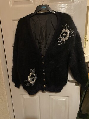 Damen Pierre Balmain gefütterte Strickjacke mit Stickerei Größe L