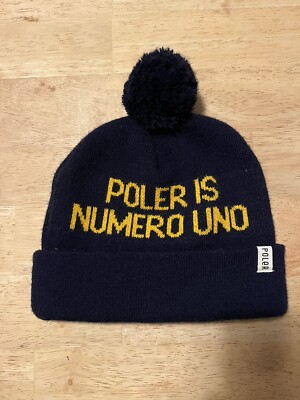 Poler unisex NUMERO UNO beanie winter pom pom Navy Blue OS USA made