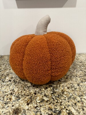 New Costco Brentwood Originals 12  Pumpkin Shaped Pillow Halloween Oeko Tex