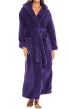 NWT Alexander Del Rossa Hooded Plush Fleece Robe Shaggy Feather Bathrobe L/XL