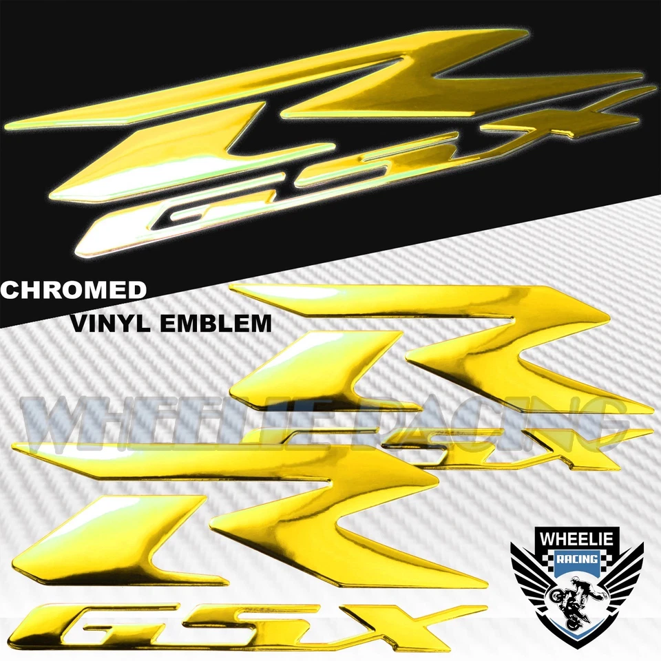 ALMOHADILLA PARA TANQUE DE COMBUSTIBLE ORO CROMADO PRO GRIP + LOGOTIPO SUZUKI 3D 6 + PEGATINA EMBLEMA CARENADO GSXR Foto 4 de 4