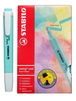 Stabilo Highlighter Textmarker Color Pen Pastel Turquoise Colour Pack of 10