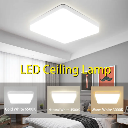 72W LED Ceiling Light Square Panel Down Lights Bathroom Kitchen Bedroom Lamp UK - Picture 2 of 12