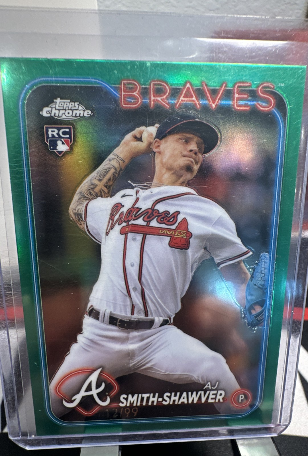 2024 Topps Chrome - AJ Smith-Shawver #19 Green Refractor /99 (RC)