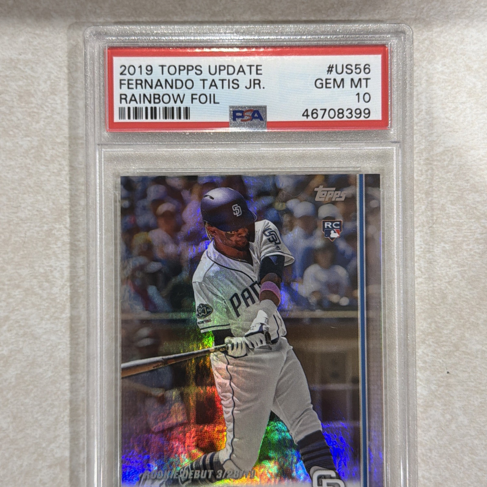 2019 Topps Update Rainbow 🌈 Foil Fernando Tatis Jr PSA 10 ROOKIE RC SP HOLO view 2
