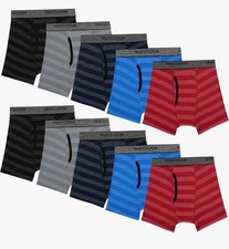 Fruit of the Loom Boys' Boxer Briefs Tag Free 10 Pack, Striped, Size L Opened Pk