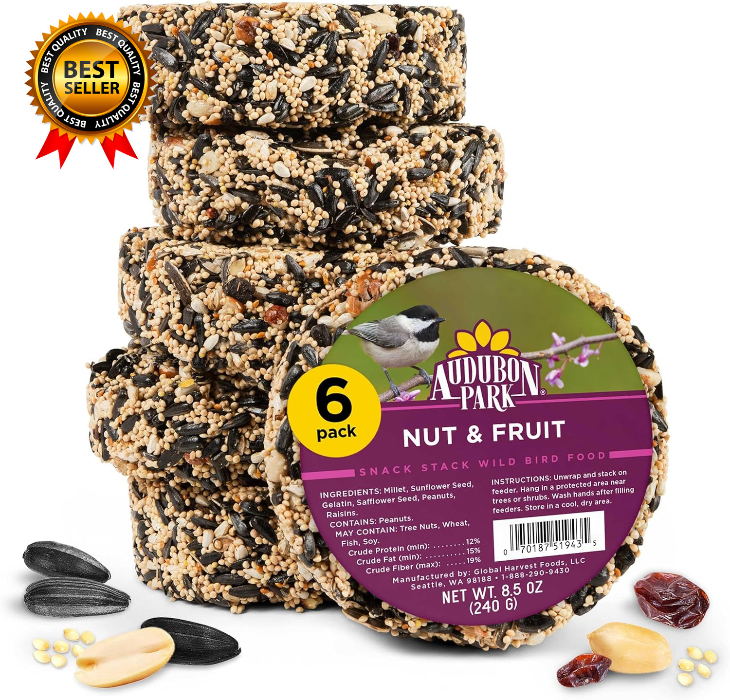 Bird Seed Cake For Outside Feeders 6-pack