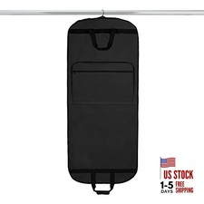 60" Foldable Garment Bag Suits Cover Dresses w Front Pocket Black
