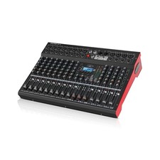 12 Channel Mixer, Professional Audio Mixing Console Studio DJ Board with Blue...