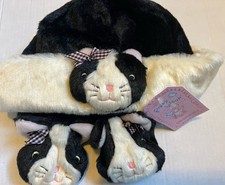 Fuzzy Wear Cat Girls Hat Mitten Set SUPER CUTE Size 12-18 Months NEW