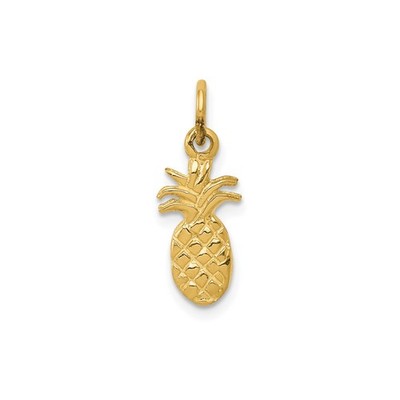 14k Yellow Gold Polished Pineapple Charm Necklace Womens