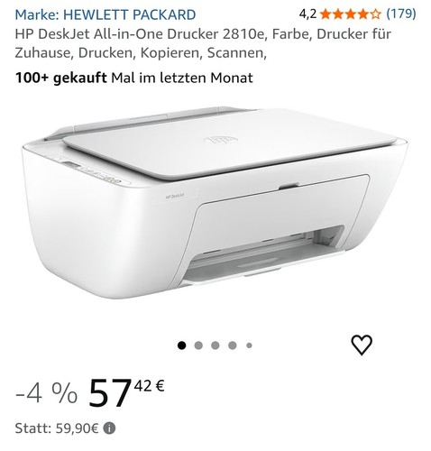 HP Deskjet 2800e All-in-One Multifunktionsdrucker Drucker Tintendrucker weiß