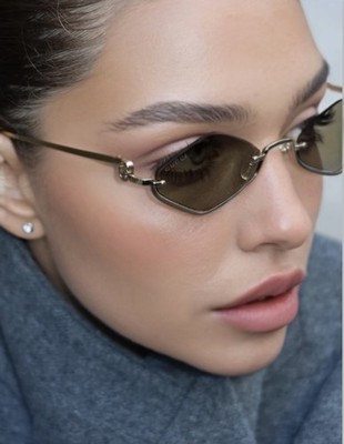 New Gucci GG1604S 002 Diamond Hexagon Sunglasses - Gold Frame, Brown Lenses