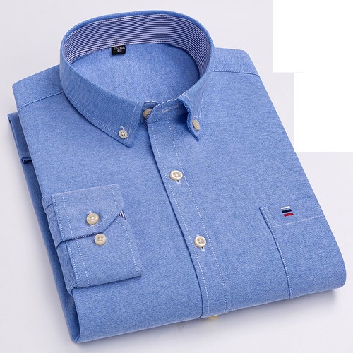 Mens Oxford Shirts Formal Business Long Sleeves Cotton Casual Dress Shirts Tops - Picture 21 of 48