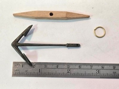 Ship Model Fittings Parts Black Metal 60mm x 70mm Anchor w/ stock & ring #2