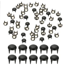 6mm Metal Studs Spots 200Pcs Round Dome Claw Beads Nailhead, Matt Black