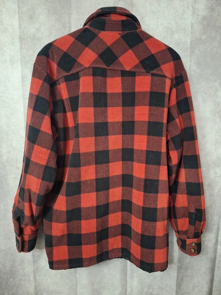 Vintage Dickie's Flannel Shirt Jacket Mens L Buffalo Plaid Quilted Lined Utility - Image 3 of 4