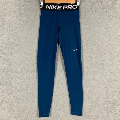 Nike Pro Leggings Womens XS Valerian Blue Mid Rise Compression Gym Yoga NWT $50