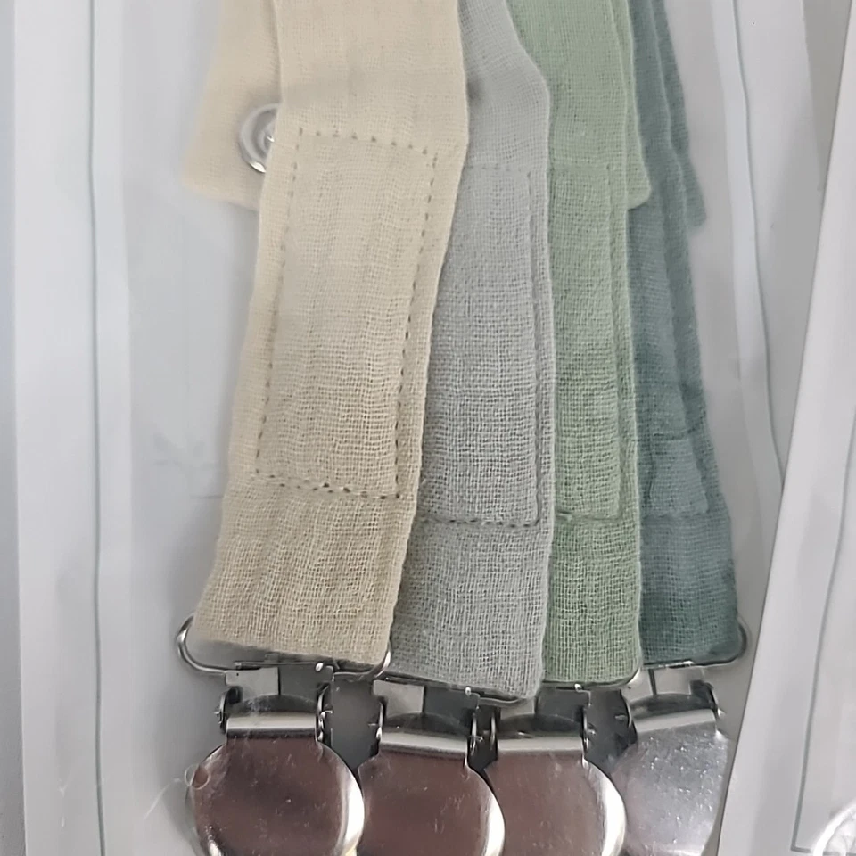 NEW Pacifier Clip Cotton Neutral Colors Set of 8 - Image 2 of 4