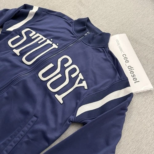 Stussy Men's Navy blue Full Zip Polyester Track Jacket Size L vintage large  image 4