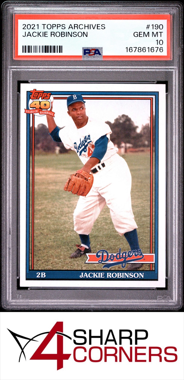 2021 TOPPS ARCHIVES #190 JACKIE ROBINSON DODGERS HOF POP 2 PSA 10