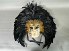Black Venetian Feather Masquerade Mask Large Carnival Mardi Gras Costume Party