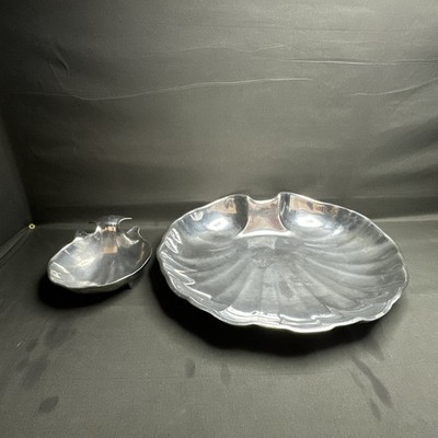 VTG Wilton Armetale Pewter RWP Clam Shell 2 piece set hors d'oeuvres oysters