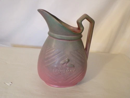 Niloak   pottery pitcher advertising: Louisiana     RARE