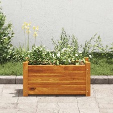 Image of Rustic Acacia Raised Garden Bed Outdoor Wooden Flower Planter Box